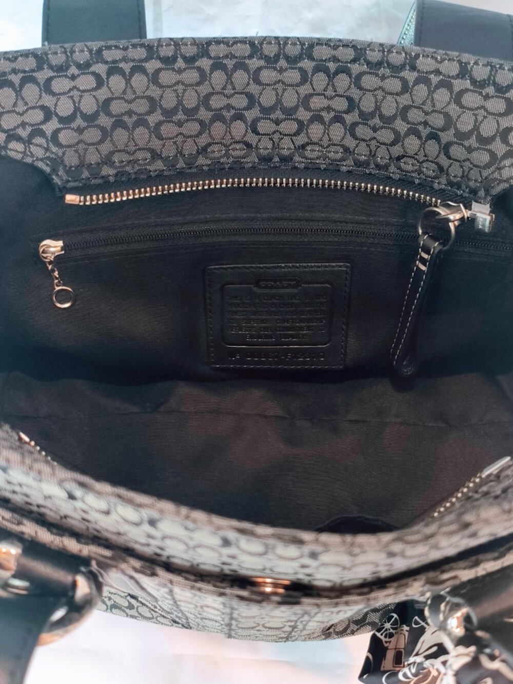 COACH Soho Signature Small Black Gray Canvas Satchel, Style F12310 - Picture 7 of 15